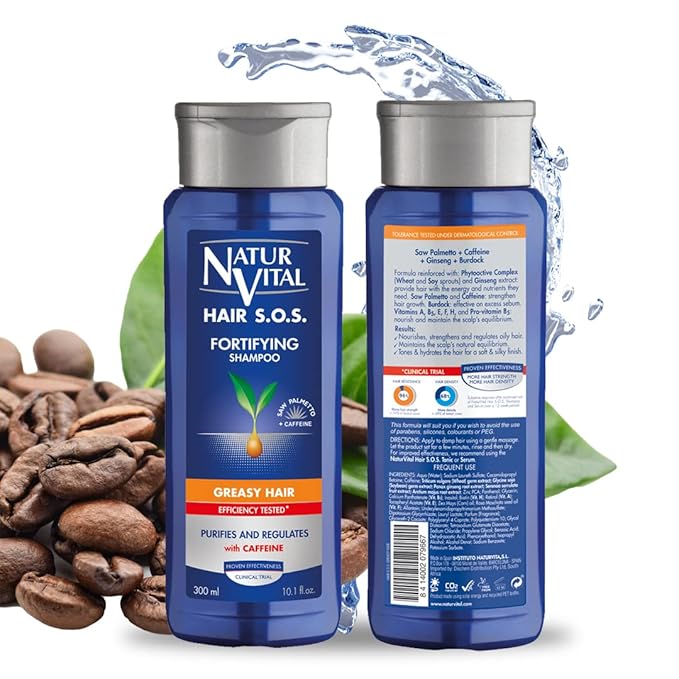 Natur Vital Unisex Natural, Plant-based Hair SOS Revitalizing Shampoo for Greasy Hair Cruelty-Free & Paraben-Free 300ml.