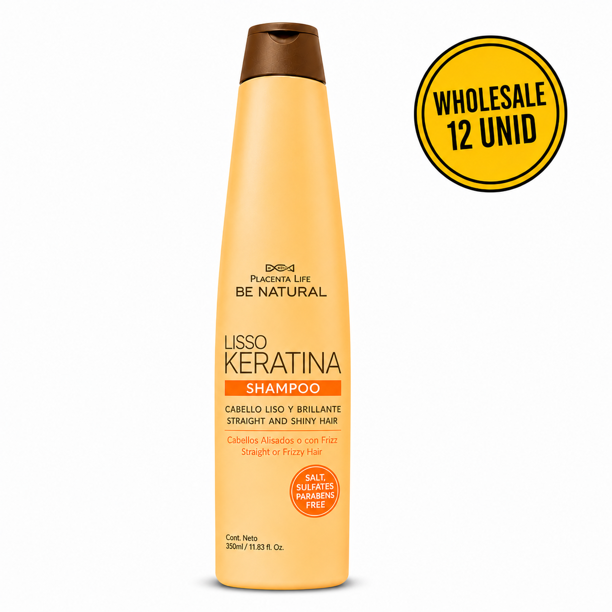 Wholesale 12 Unit Set – Placenta Life Be Natural Lisso Keratina Shampoo 350 ml (11.83 fl oz) | Professional Keratin Shampoo for Straight & Frizzy Hair