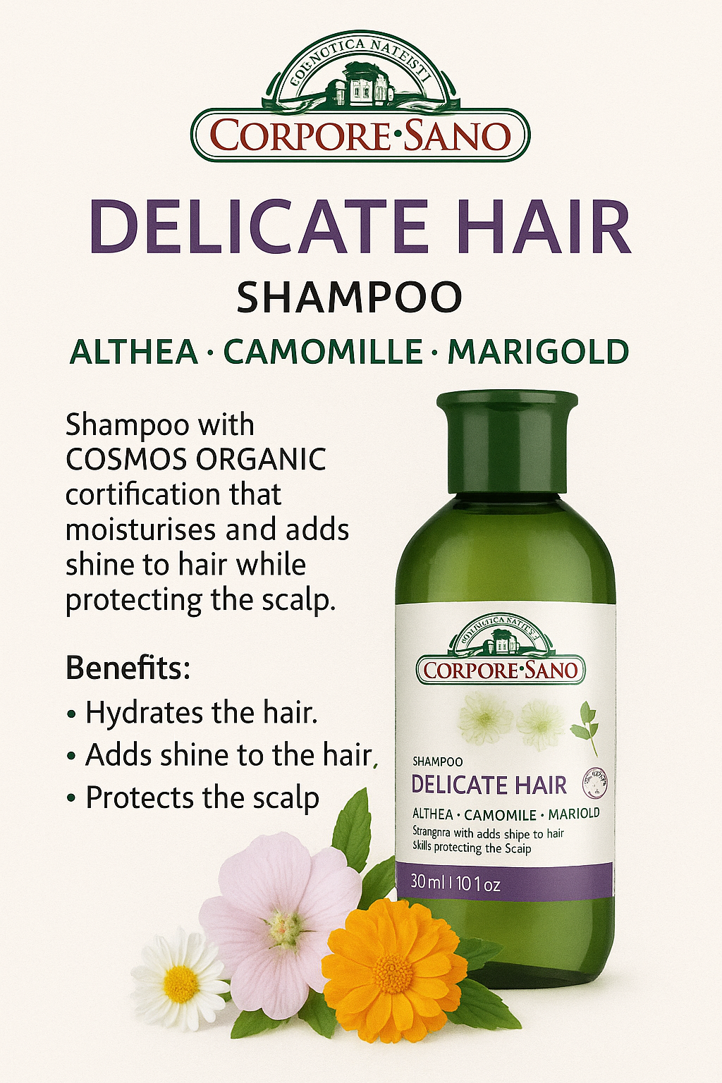 Corpore Sano Shampoo for Delicate Hair with Altea, Camomile & Marigold 300 ml