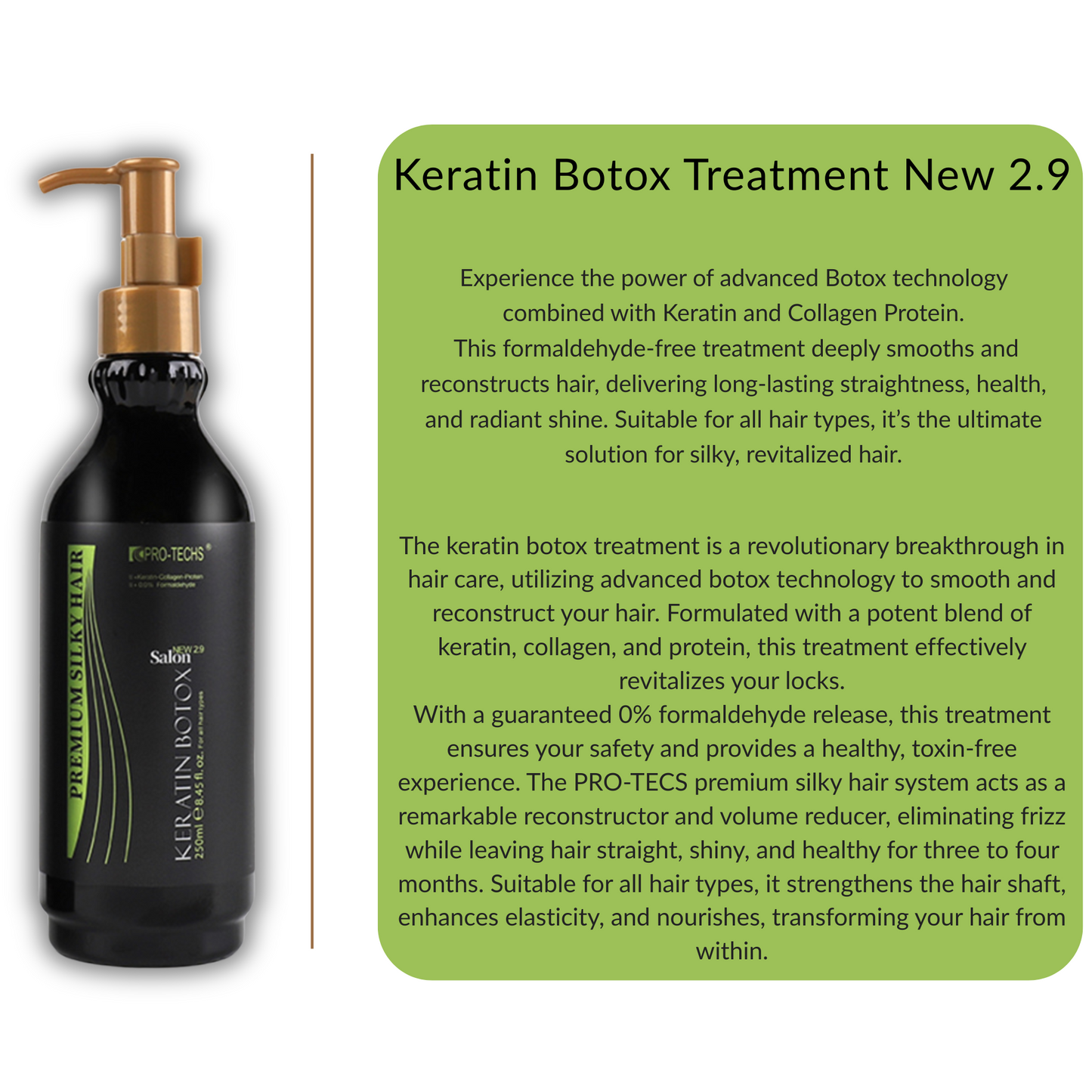 Pro-Techs Keratin Treatment Premium Silky For All Types of Hair 250ml