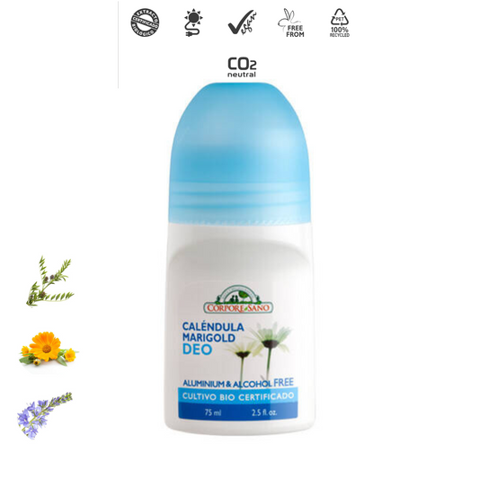 3-Pack Corpore Sano Marigold Roll-On Deodorant – 75ml – Natural, Long-Lasting & Gentle on Skin