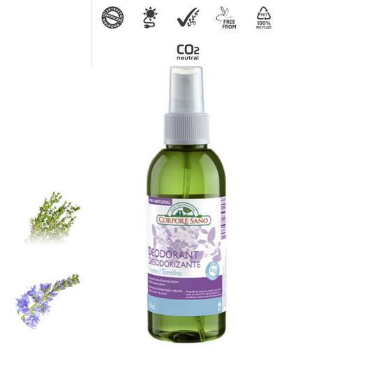 Corpore Sano Antibacterial Thyme Spray Deodorant – 150ml – Natural, Freshness-Boosting Protection with Thyme