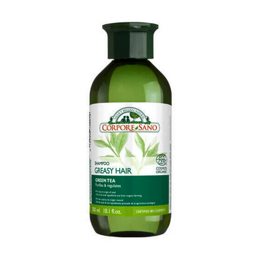 Corpore Sano Greasy Oily Hair Shampoo- With Green Tea -Hypoallergenic-Certified Organic - Hypoallergenic - No Parabens 300 ml.