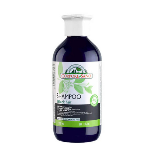 Corpore Sano Black Henna Shampoo -Certified Bio Extract for Black Hair- Natural and Organic- Color Protection -Hypoallergenic 300 Ml.