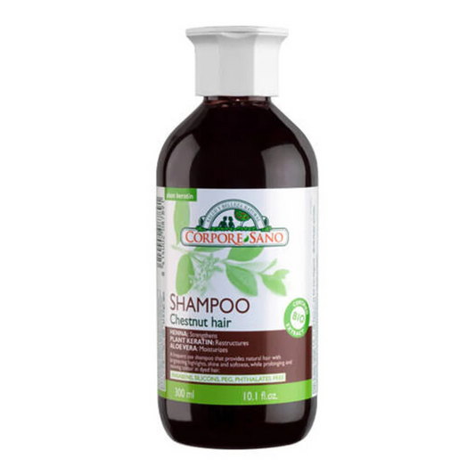 Corpore Sano Chestnut Henna Shampoo Certified Bio Extract for Chestnut Hair -Natural and Organic- Hypoallergenic- 300 Ml.