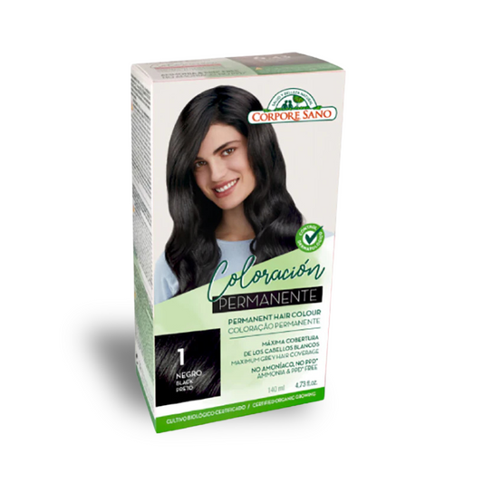 Corpore Sano Permanent Hair Color # 1 Black No Ammonia, No Parabens, No Resorcinol. PPD Free