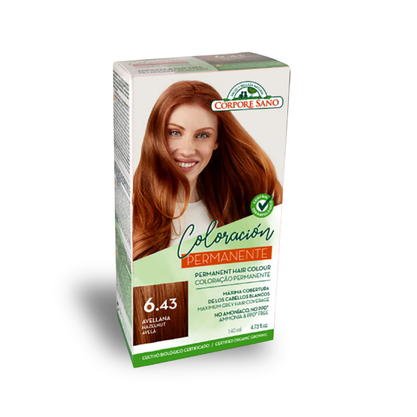 Corpore Sano Permanent Hair Color # 6.43 Hazelnut No Ammonia, No Parabens, No Resorcinol. PPD Free