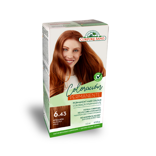 Corpore Sano Permanent Hair Color # 6.43 Hazelnut No Ammonia, No Parabens, No Resorcinol. PPD Free