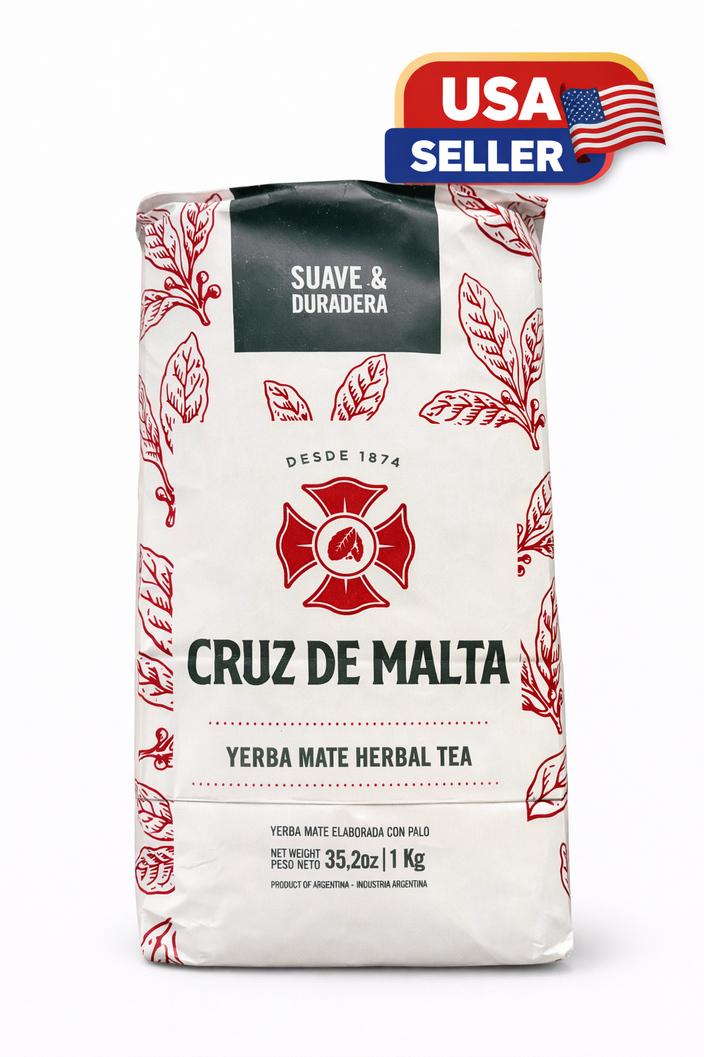 Cruz de Malta Yerba Mate Herbal Tea 2.2 lb / 1 Kg USA Seller