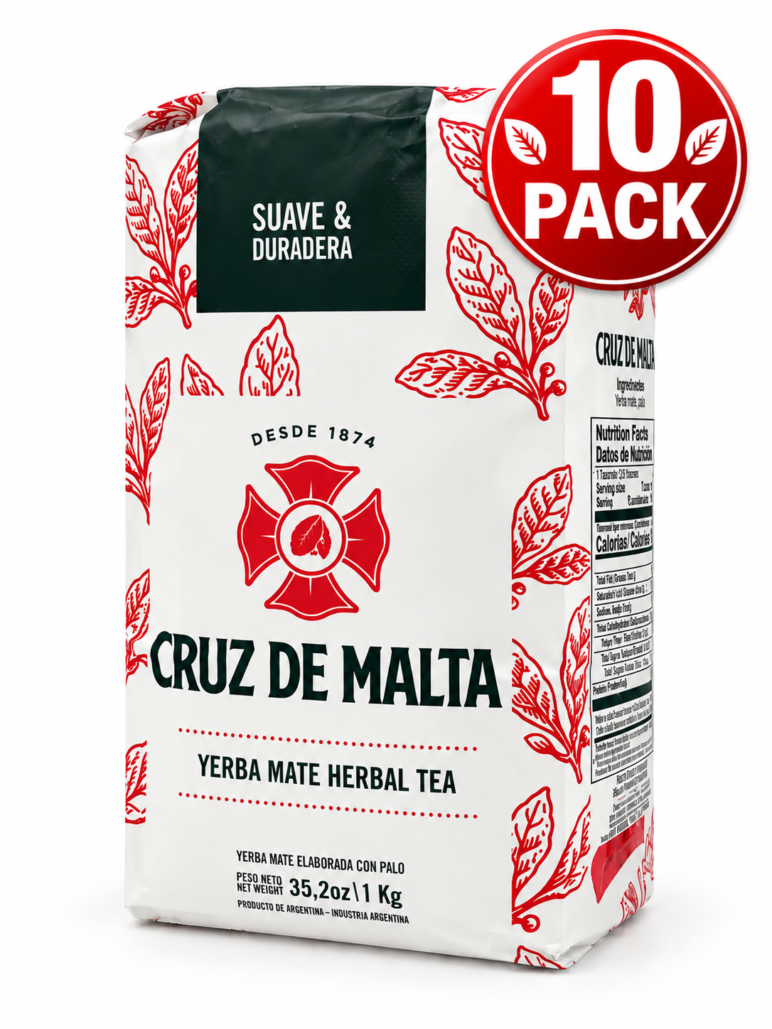 10 Pack Cruz de Malta Yerba Mate Herbal Tea 2.2 Lb. total 22 Lb. USA Seller