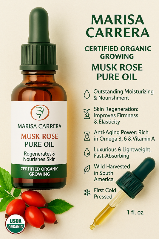 Musk Rose Oil "Marisa Carrera"- Aceite de Rosa Mosqueta 100 % Certified Organic 30ml /1fl.oz.